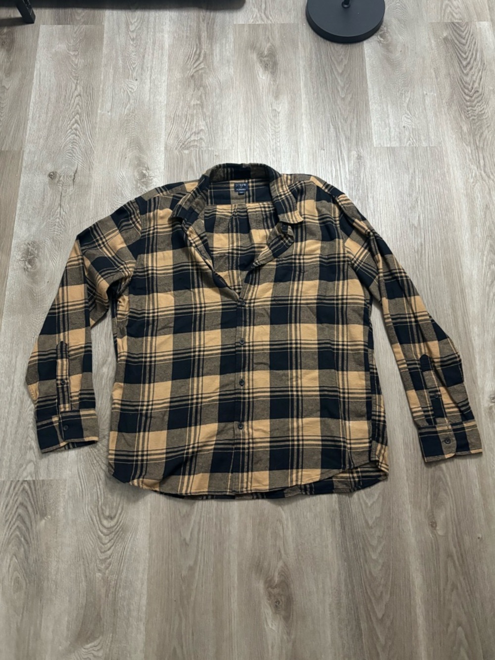 J. Crew Black and Tan Plaid Long-Sleeve Button-Down Shirt